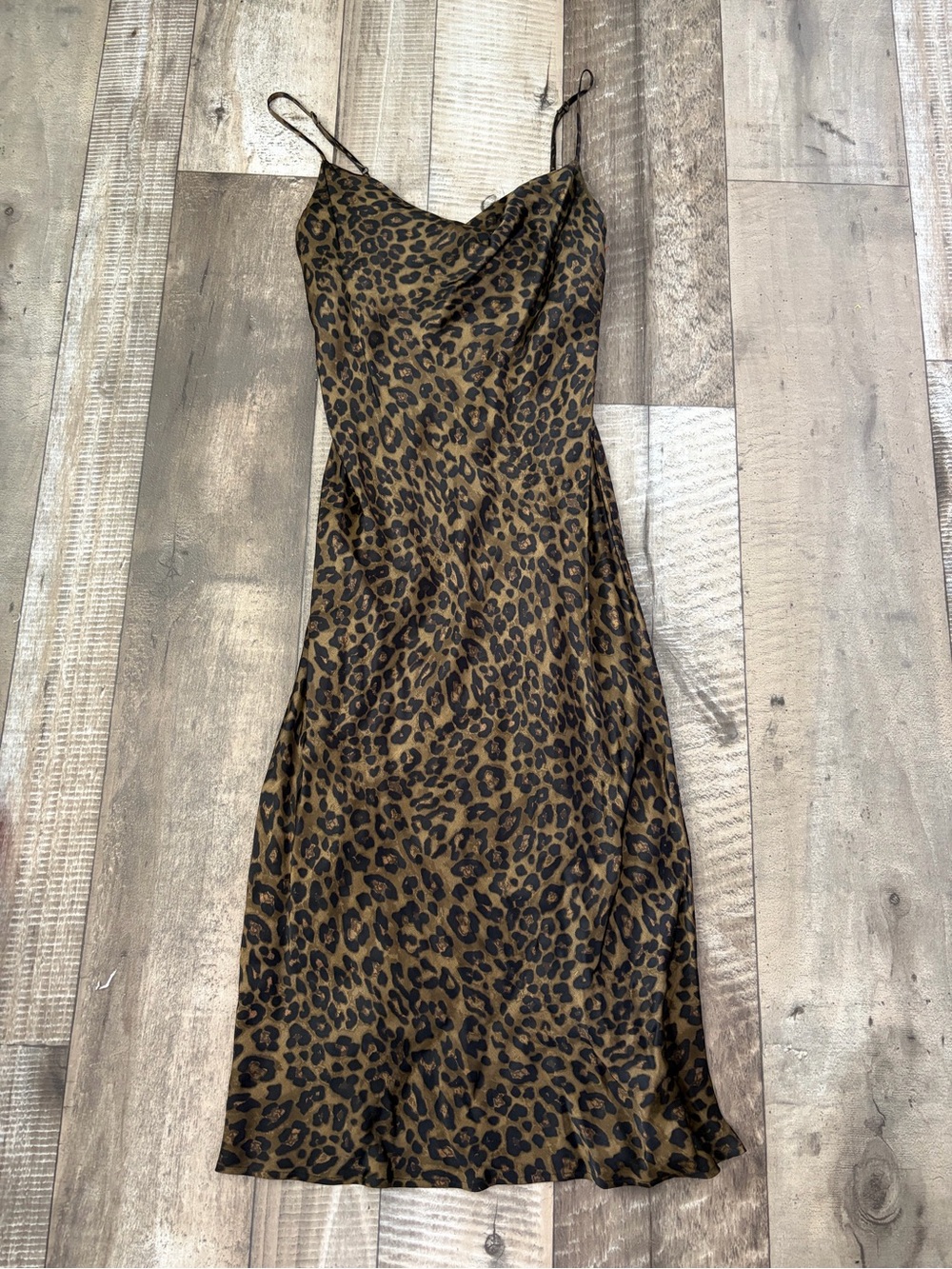 Zara Leopard-Print Slip Midi Dress in Brown and Black